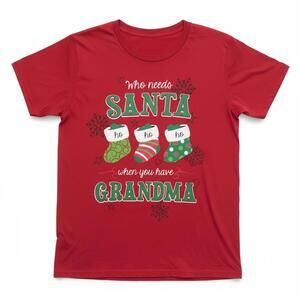 Holiday Time Women's Grandma Plus Size 2x Christmas T-Shirt Holiday Santa